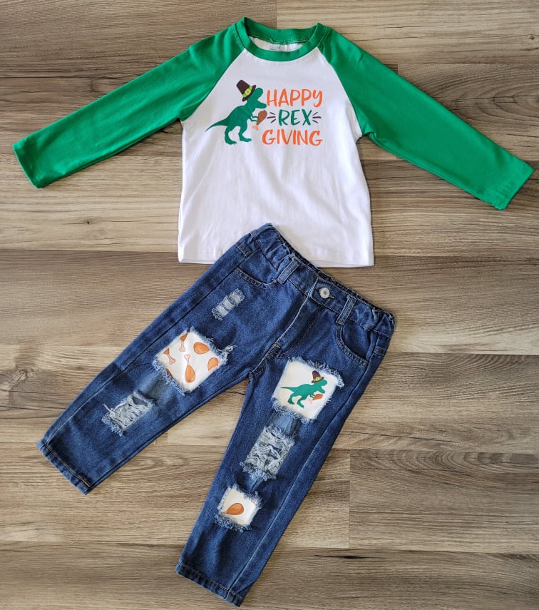 Boys Happy Rex Giving Distressed Denim Set A Touch of Magnolia Boutique