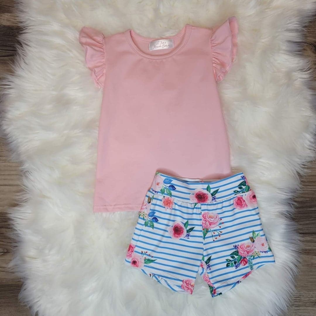 Striped Floral Shorties A Touch of Magnolia Boutique