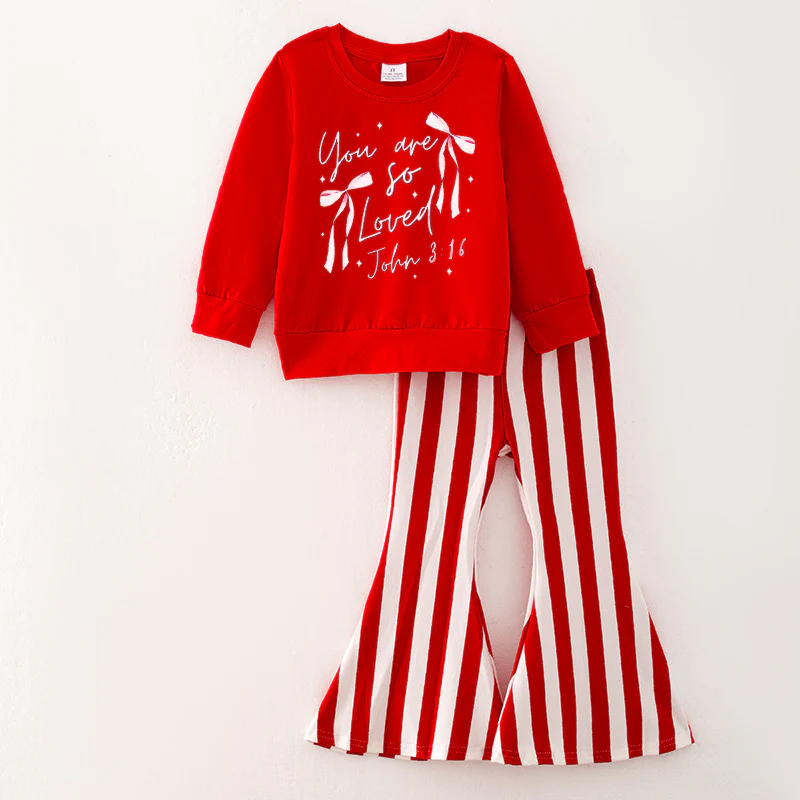 You Are So Loved Red Striped Flare Set A Touch of Magnolia Boutique