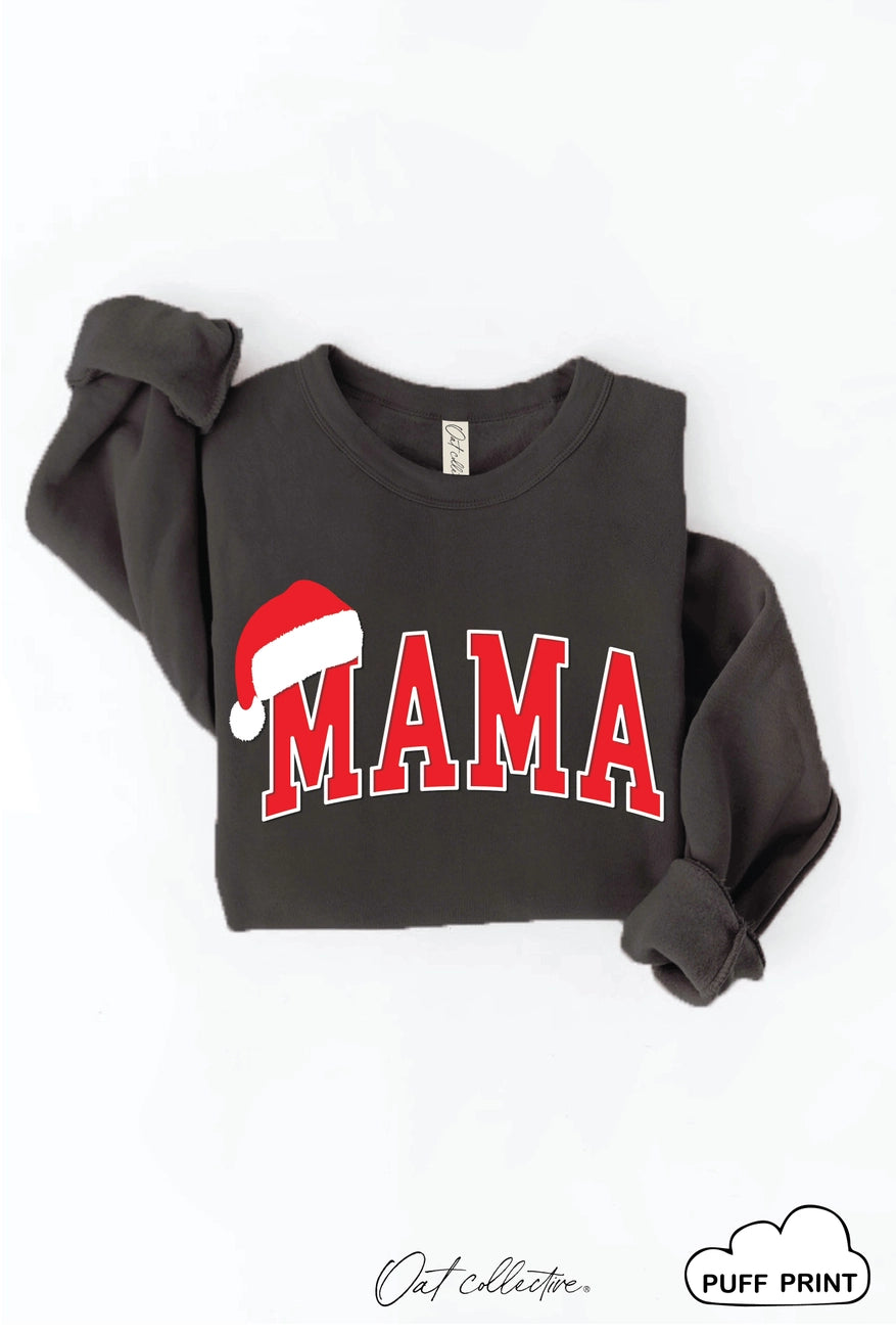 Mama Santa Puff Graphic Sweatshirt Oat Collective- Black A Touch of Magnolia Boutique