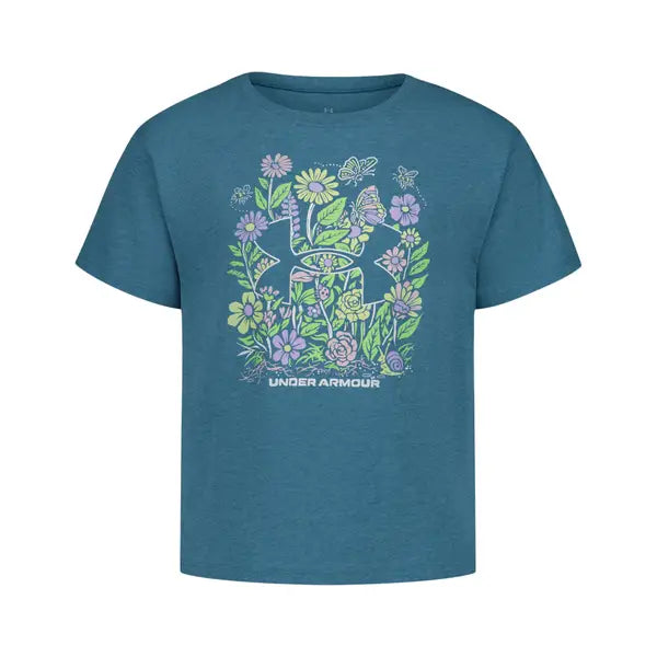 Under Armour® Youth Girls Flower Friends Tee- Boundless Blue A Touch of Magnolia Boutique