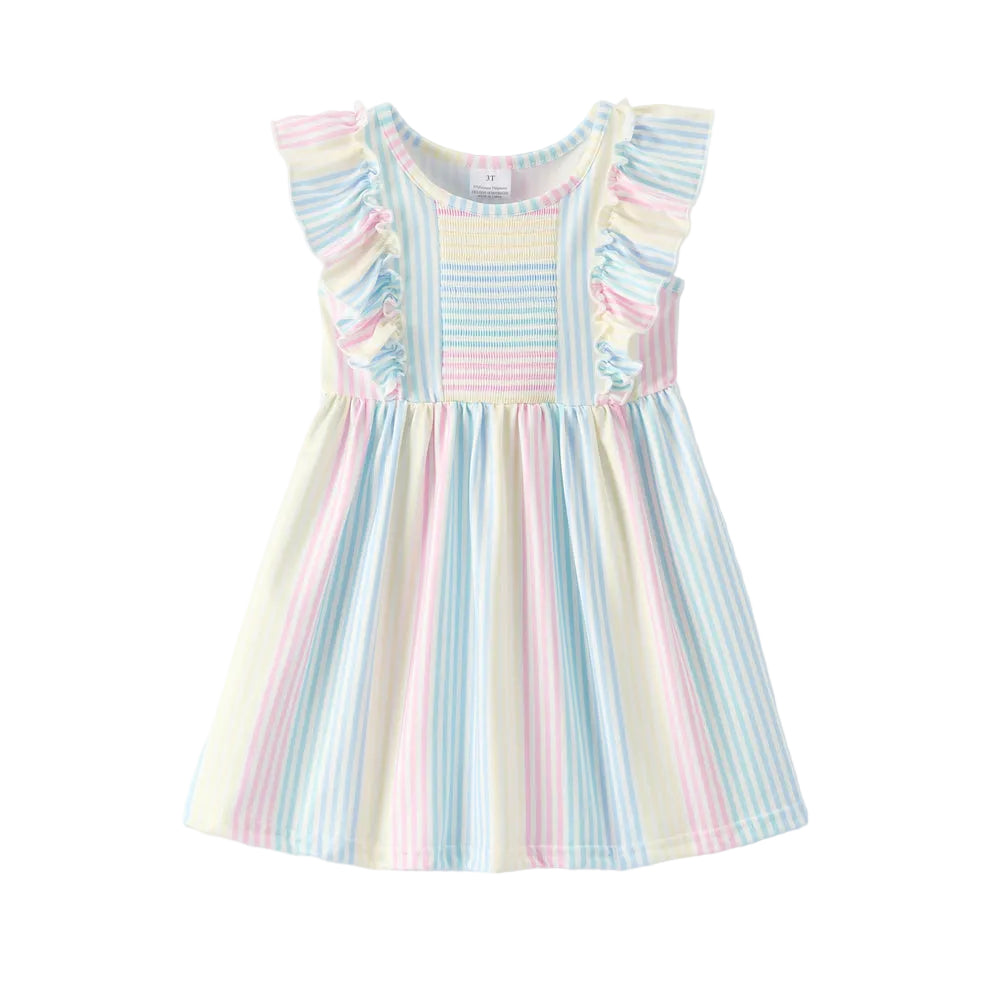 Striped Ruffle Smocked Dress A Touch of Magnolia Boutique