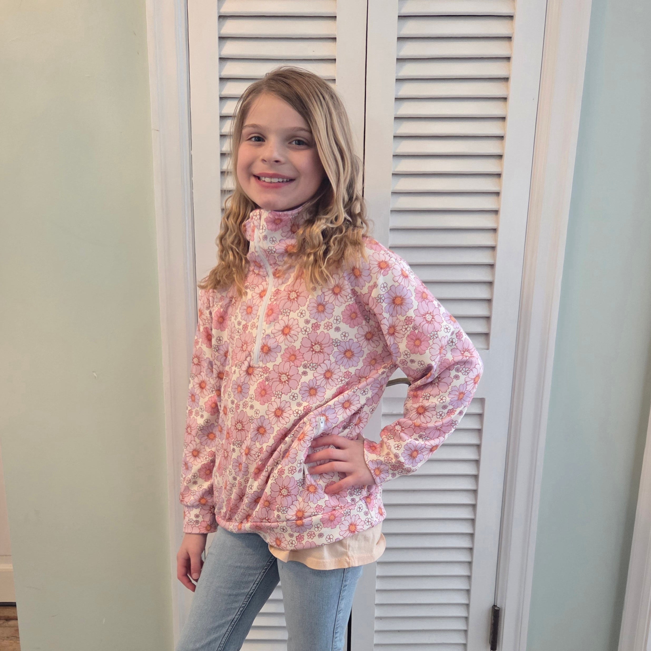 Spring Floral Half Zip Pullover A Touch of Magnolia Boutique