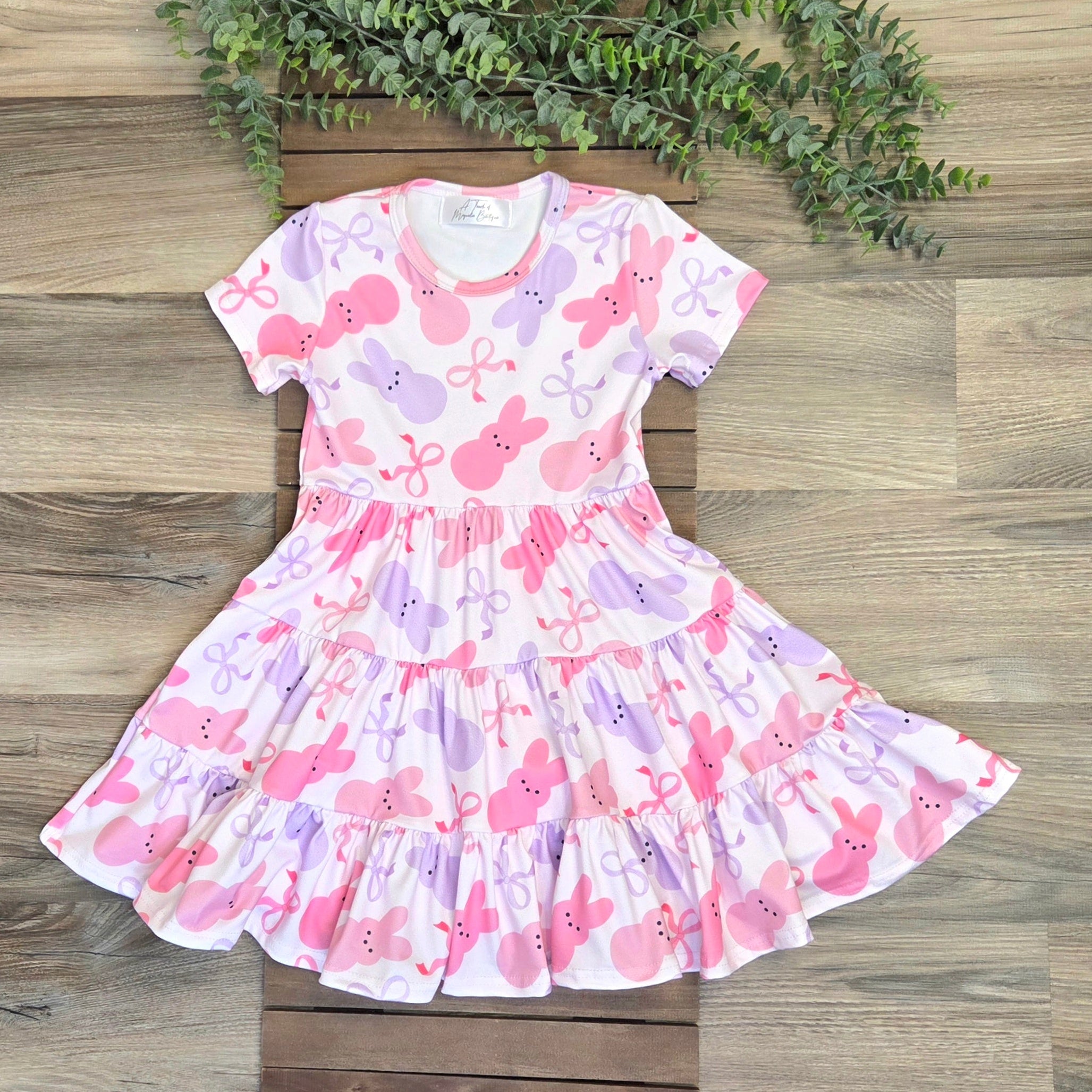 Bunny Peep & Bow Tiered Dress A Touch of Magnolia Boutique