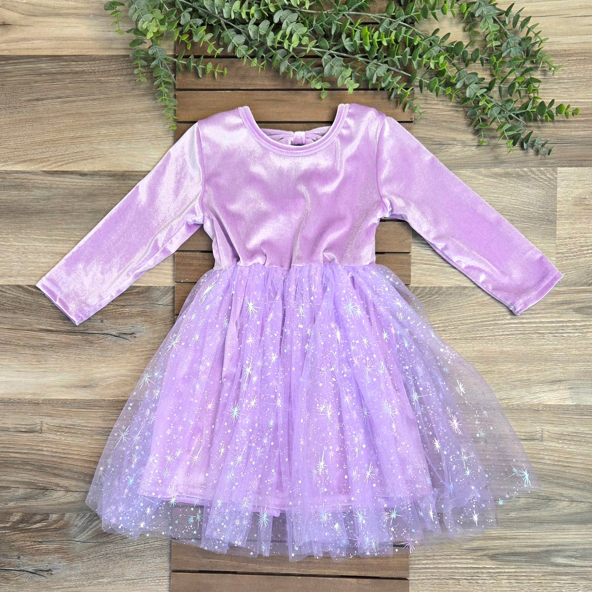 Lavender Velvet Sparkle Tulle Bow-Back Dress A Touch of Magnolia Boutique