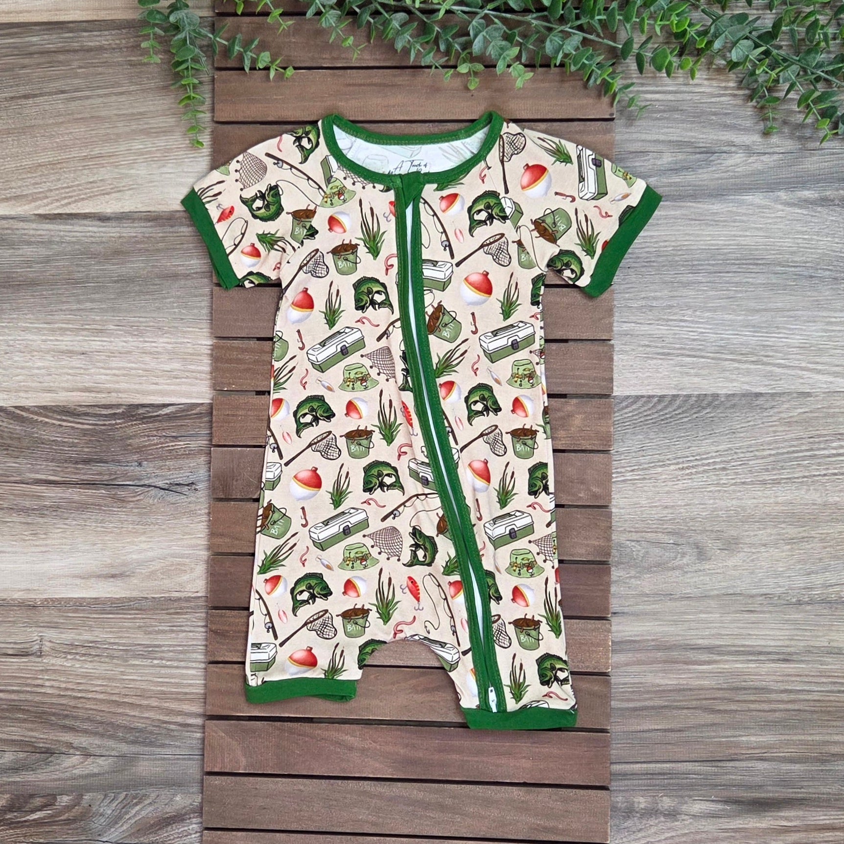Bamboo Gone Fishin Baby Zippie Shorts Romper/Sleeper A Touch of Magnolia Boutique