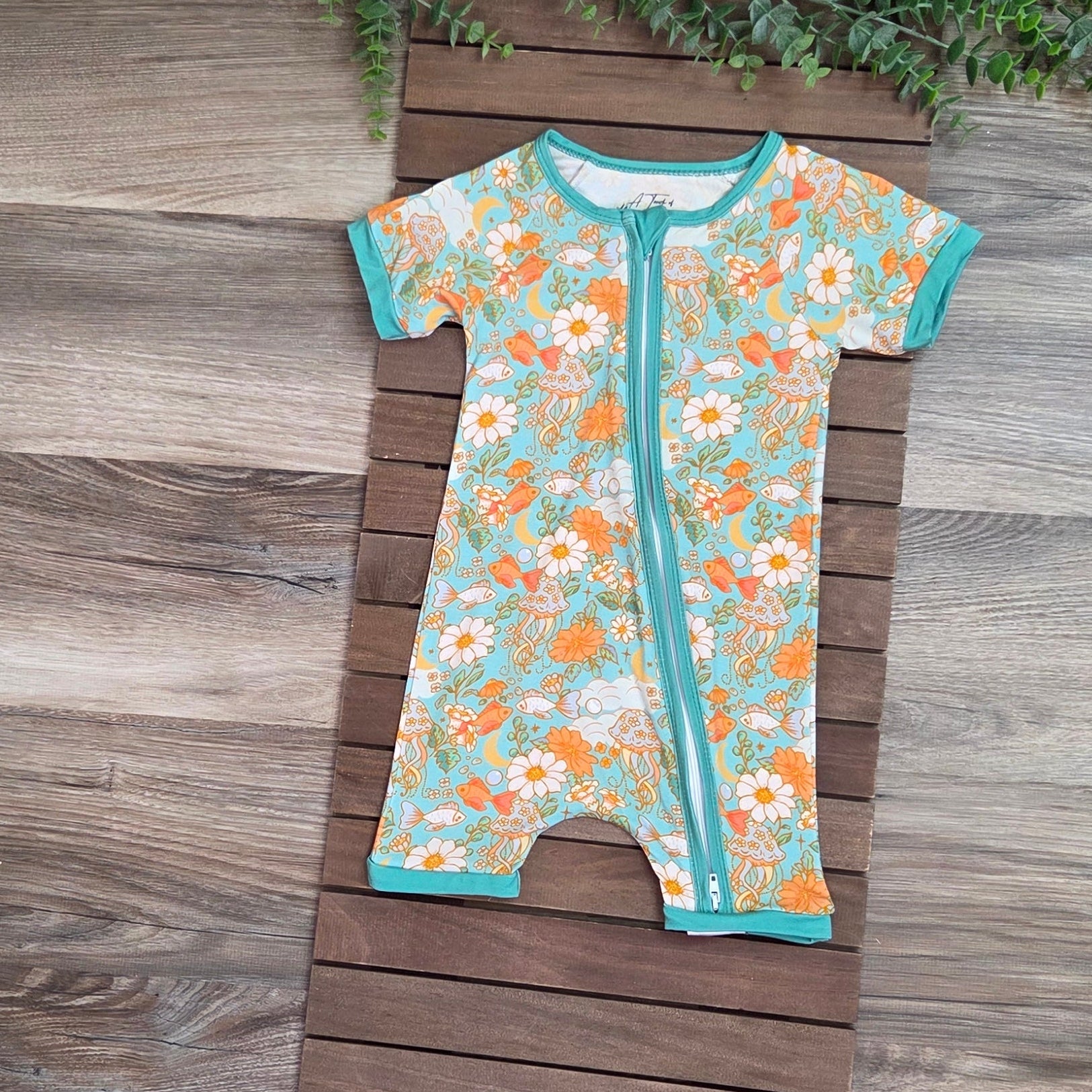 Bamboo Colorful Reef Baby Zippie Shorts Romper/Sleeper A Touch of Magnolia Boutique