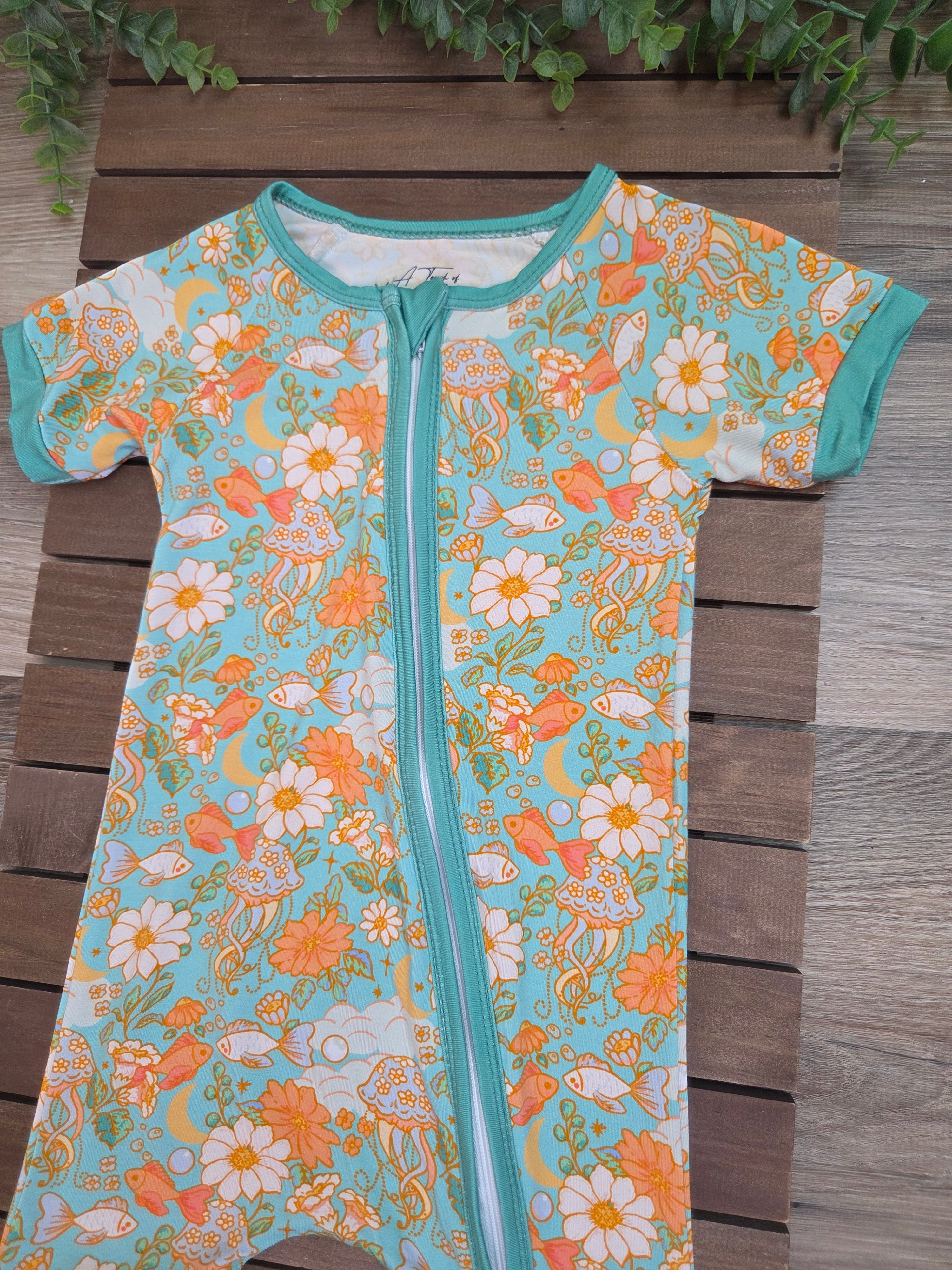 Bamboo Colorful Reef Baby Zippie Shorts Romper/Sleeper A Touch of Magnolia Boutique