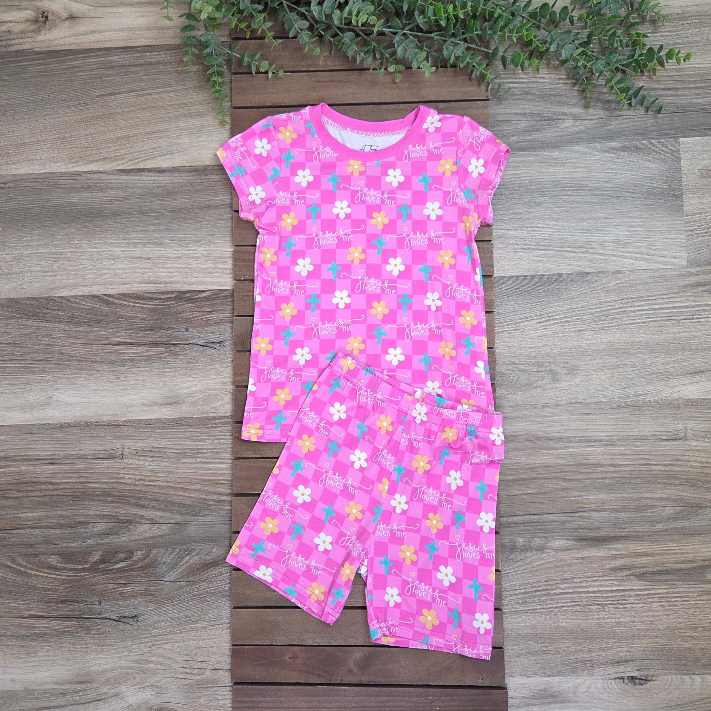 Bamboo Jesus Loves Me Shorts Set Pajamas A Touch of Magnolia Boutique