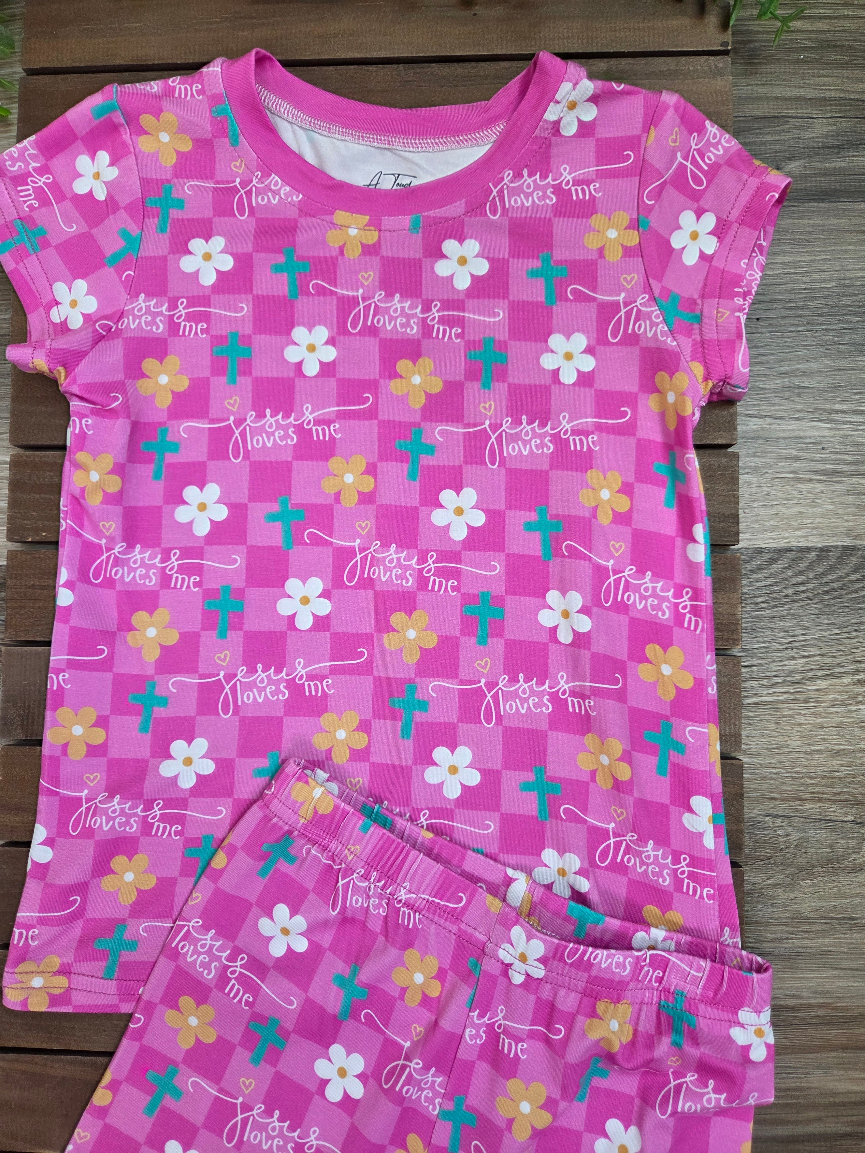 Bamboo Jesus Loves Me Shorts Set Pajamas A Touch of Magnolia Boutique