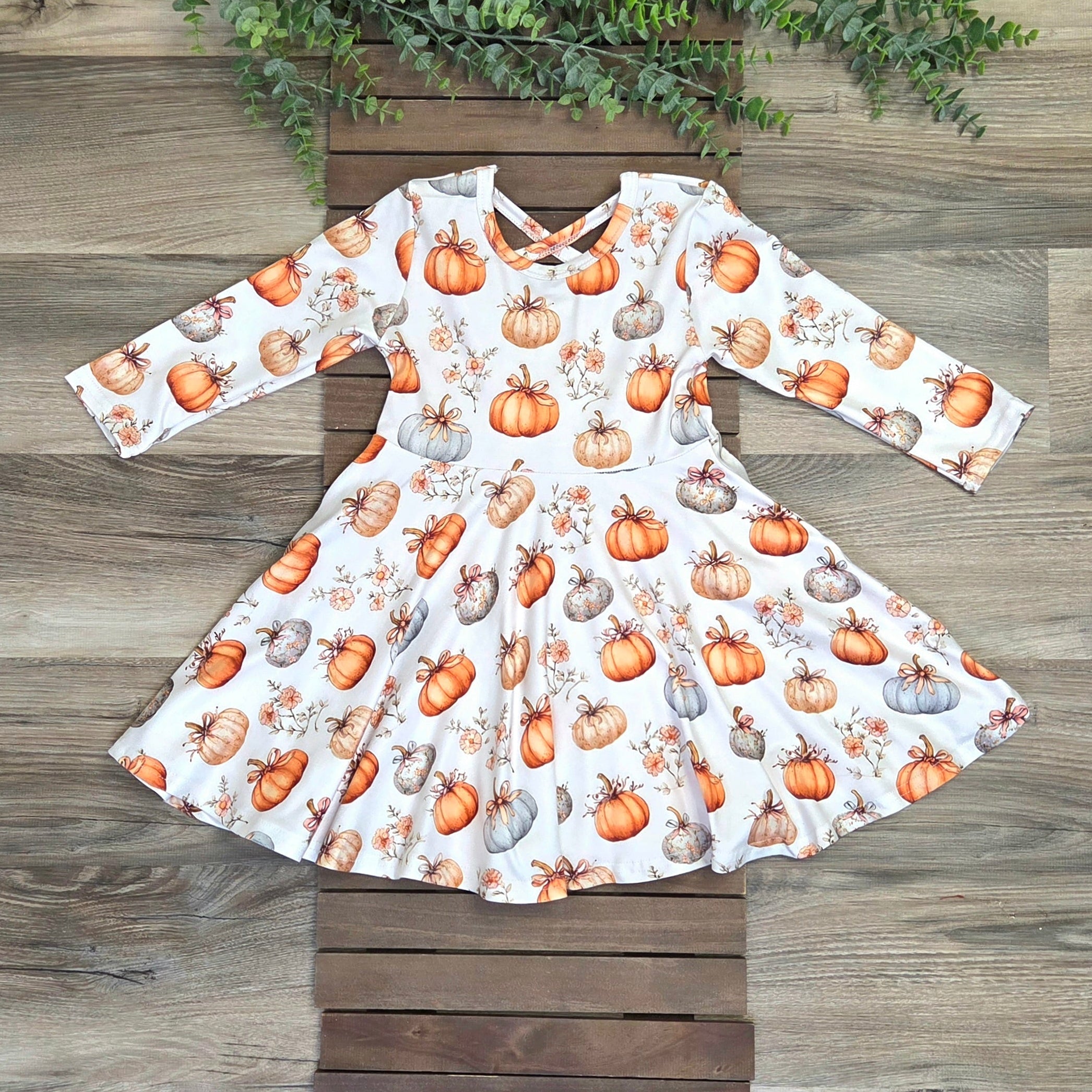 Pumpkin Floral Twirl Dress A Touch of Magnolia Boutique