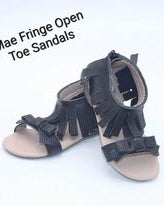 Mae Fringe Open Toe Sandals-Textured Black Leather  A Touch of Magnolia Boutique   