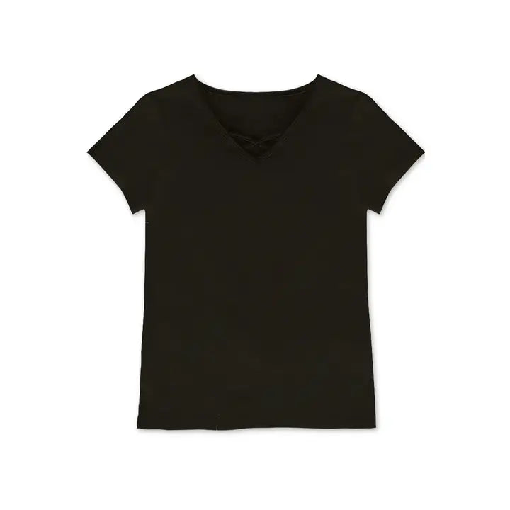 Girl's Black Criss-Cross Solid TeeTween (7-14) A Touch of Magnolia Boutique