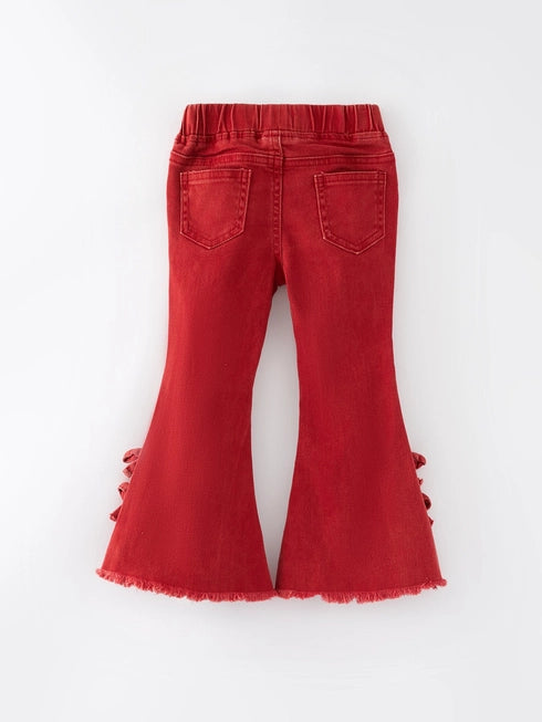 Red Bow Flared Jeans w/ Elastic Waistband A Touch of Magnolia Boutique