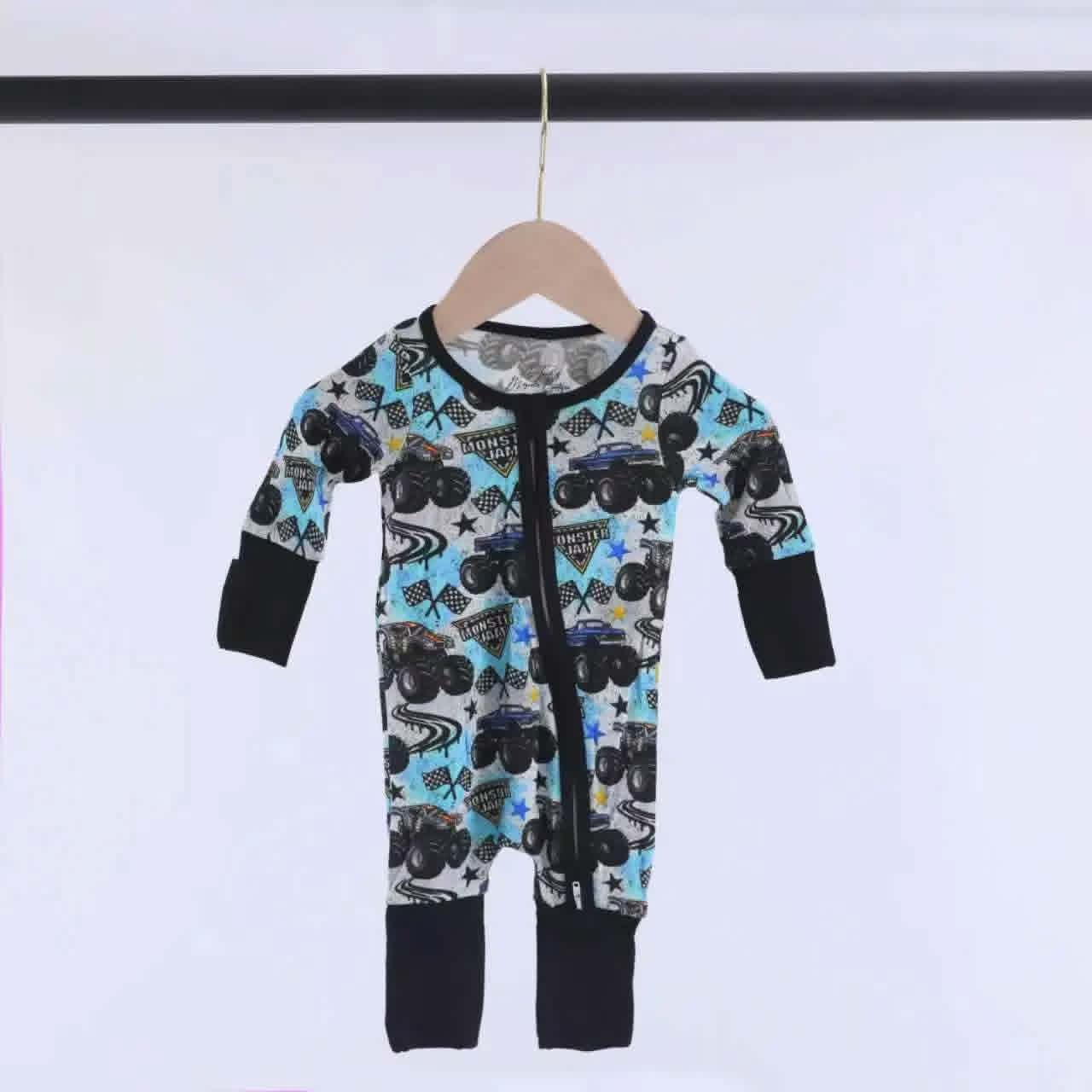 Bamboo Big Foot & Max D Monster Truck Baby Zipper Romper & Sleeper A Touch of Magnolia Boutique