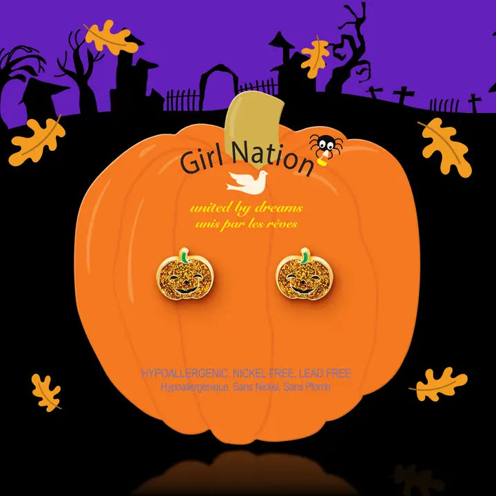 Halloween Glitter Pumpkin Stud earrings  A Touch of Magnolia Boutique   