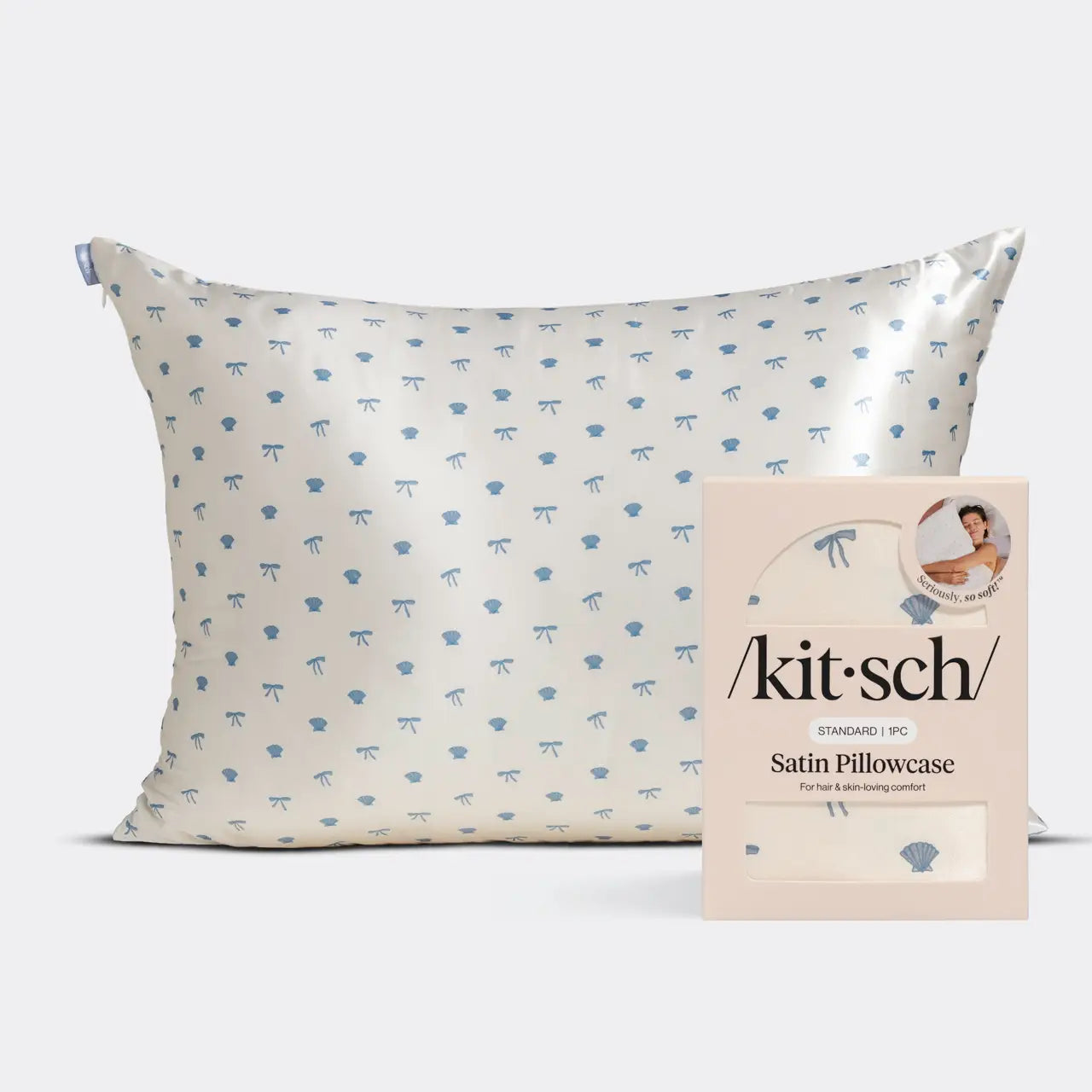 Satin Pillowcase - Pearlized Cream & Coastal Blue Print A Touch of Magnolia Boutique