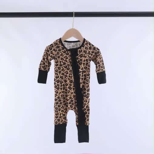 Bamboo Leopard Ruffle Baby Zipper Romper & Sleeper A Touch of Magnolia Boutique