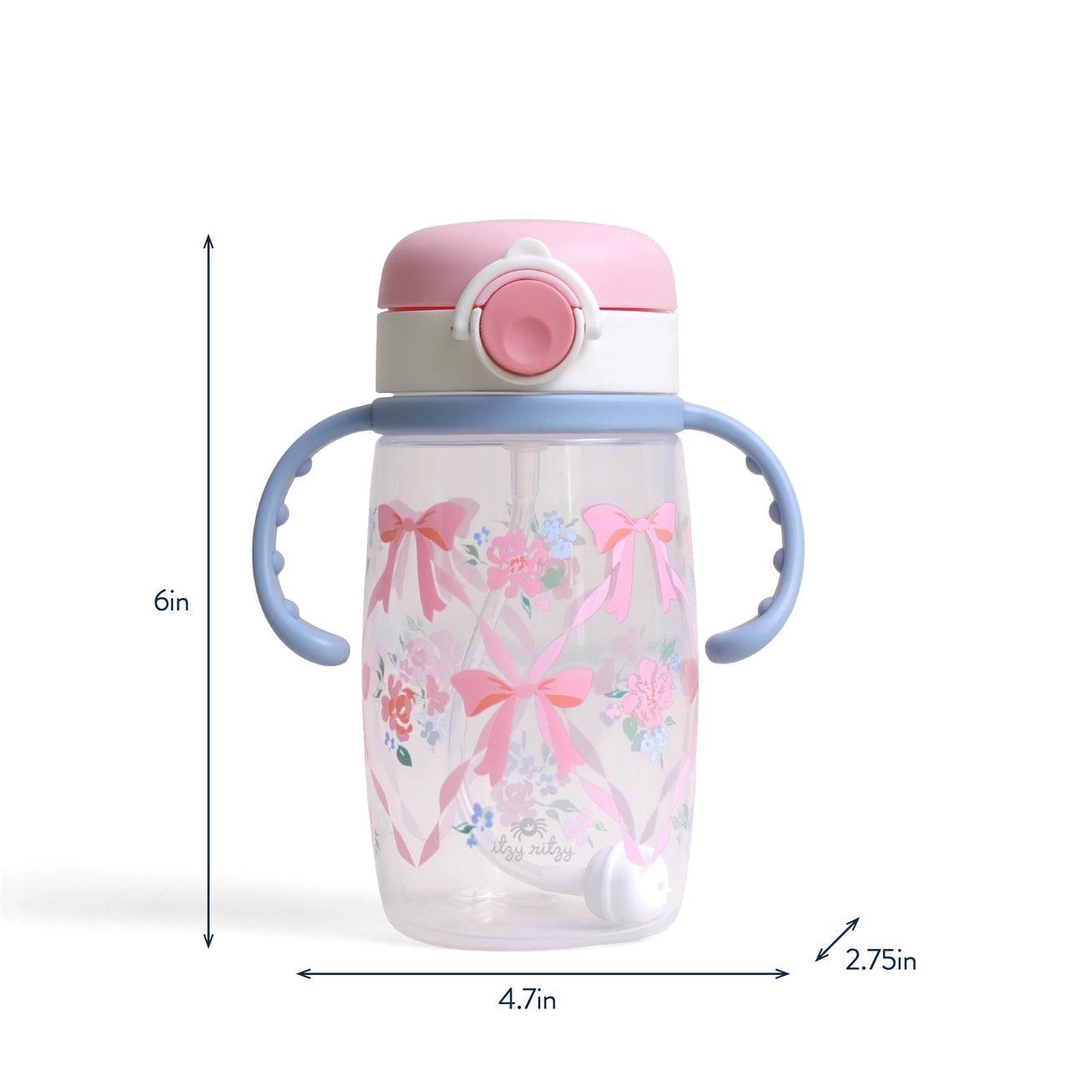 Itzy Sips™ -Ribbons and Roses- Straw Cup with Snap-Close Lid A Touch of Magnolia Boutique