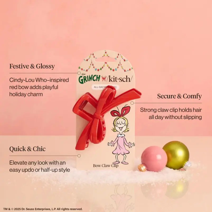 The Grinch X Kitsch Red Bow Claw Clip A Touch of Magnolia Boutique