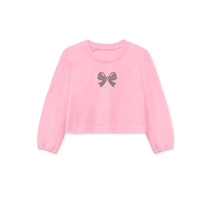 Girl's Pink Long Sleeve Top w/ Bow Tween line A Touch of Magnolia Boutique