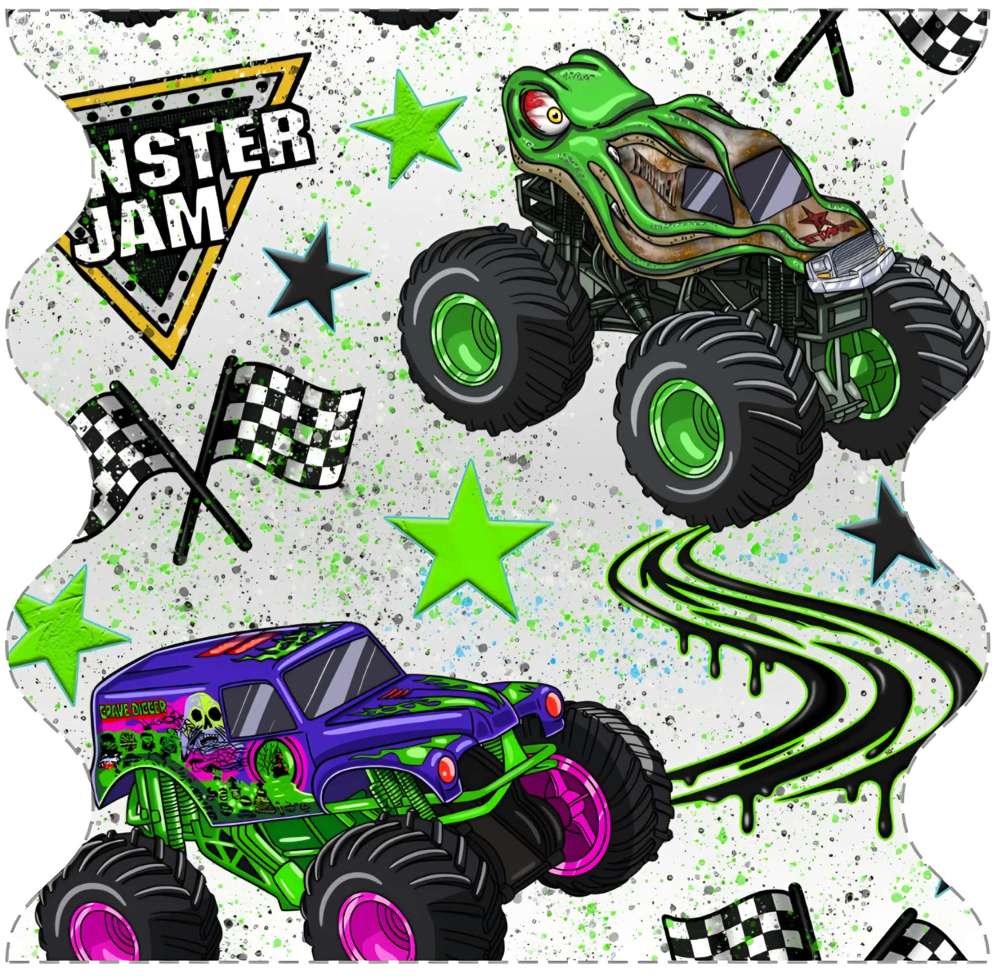 Bamboo Grave Digger & Kraken Monster Truck Two-Piece Pajama Set A Touch of Magnolia Boutique
