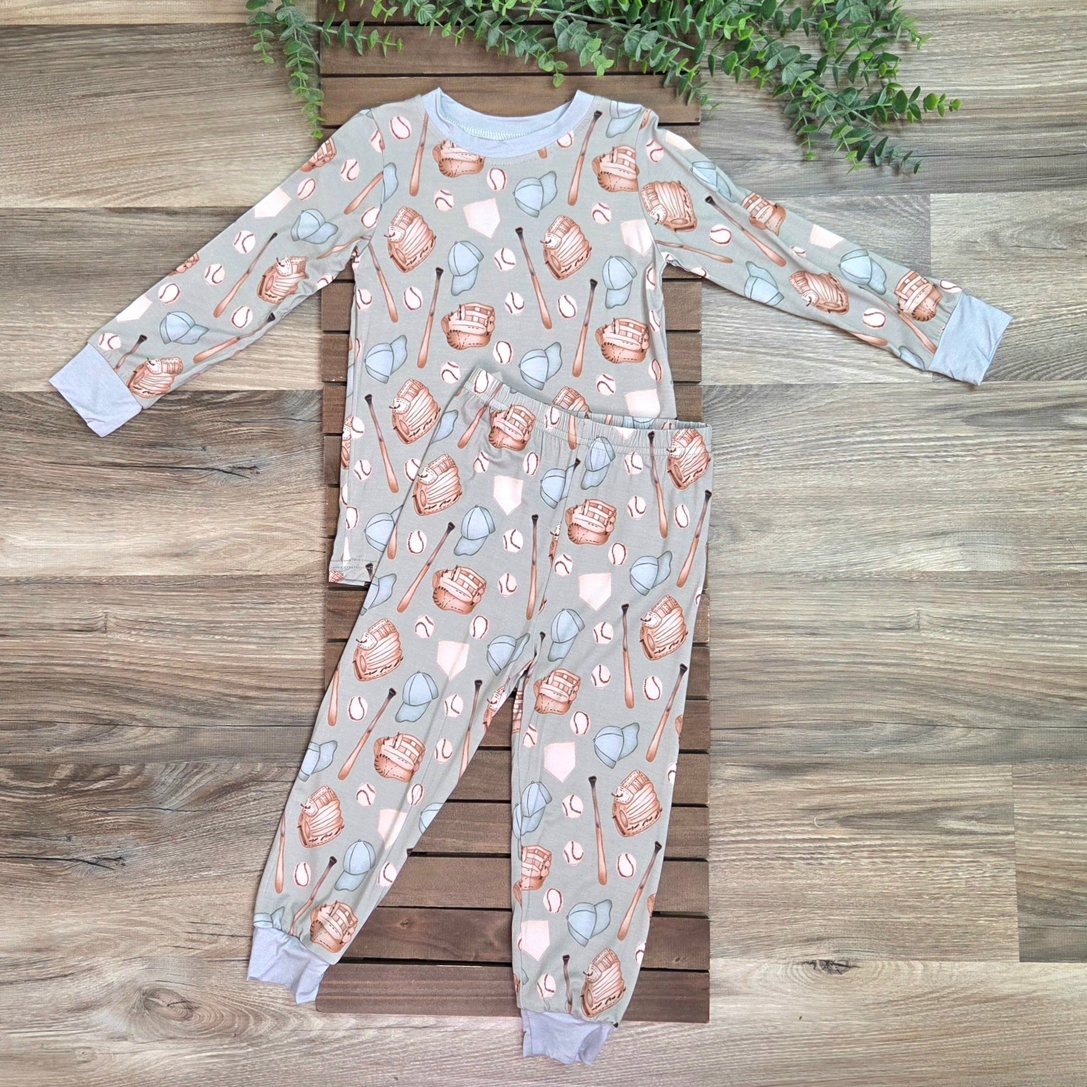 Bamboo Baseball Two-Piece Pajama Set A Touch of Magnolia Boutique