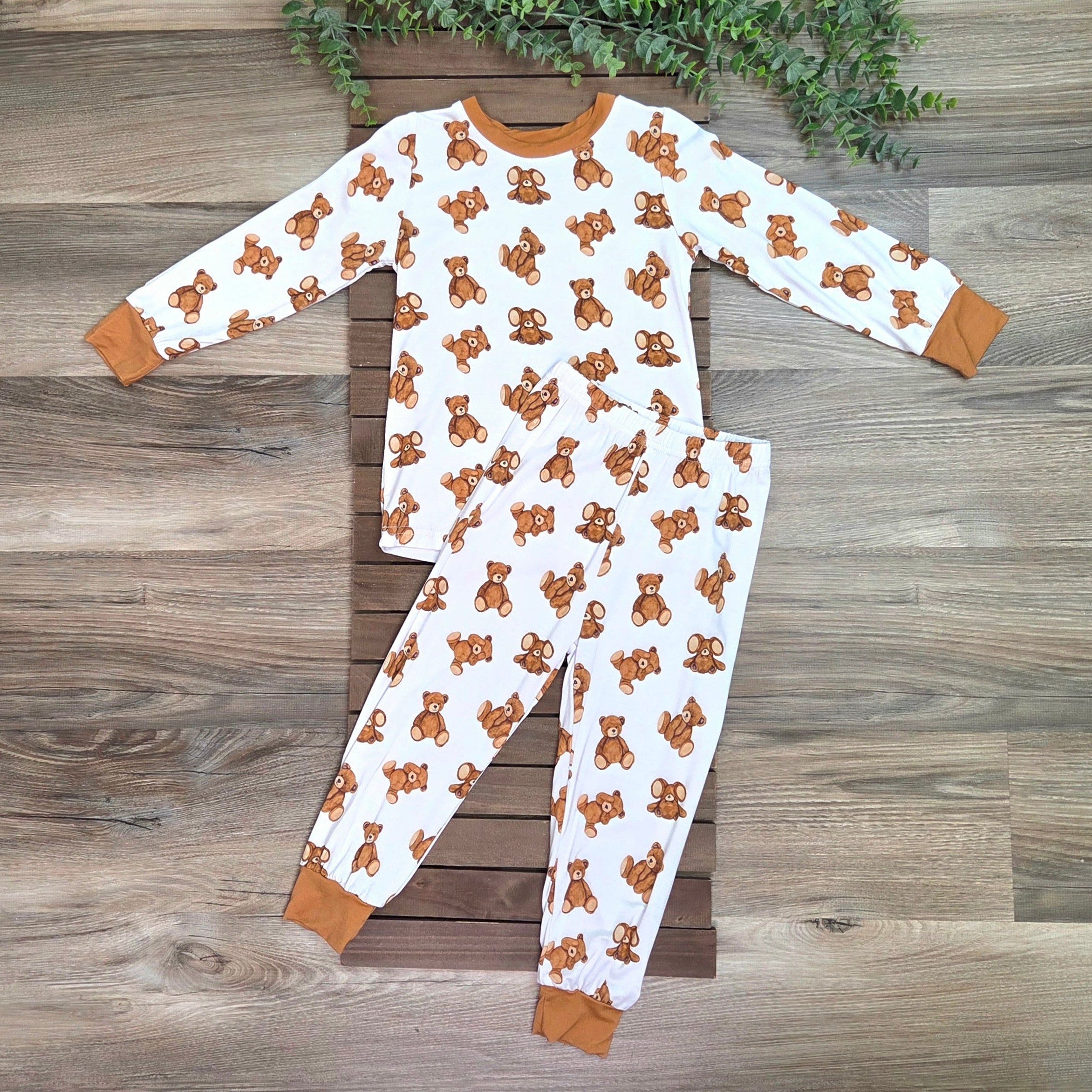 Bamboo Teddy Bear Two-Piece Pajama Set A Touch of Magnolia Boutique