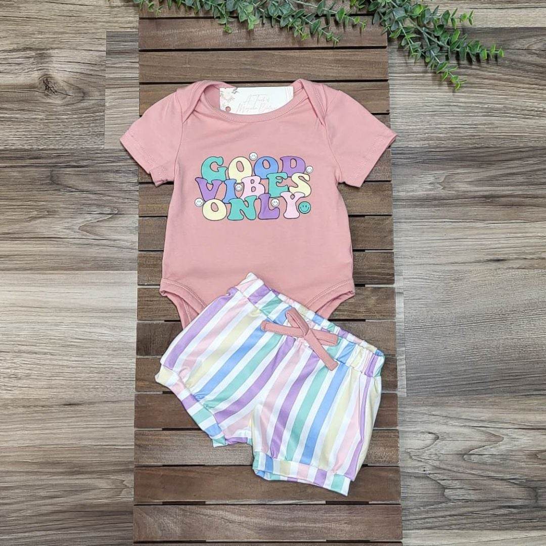 Baby Girl Good Vibes Only Shorts Set  A Touch of Magnolia Boutique   