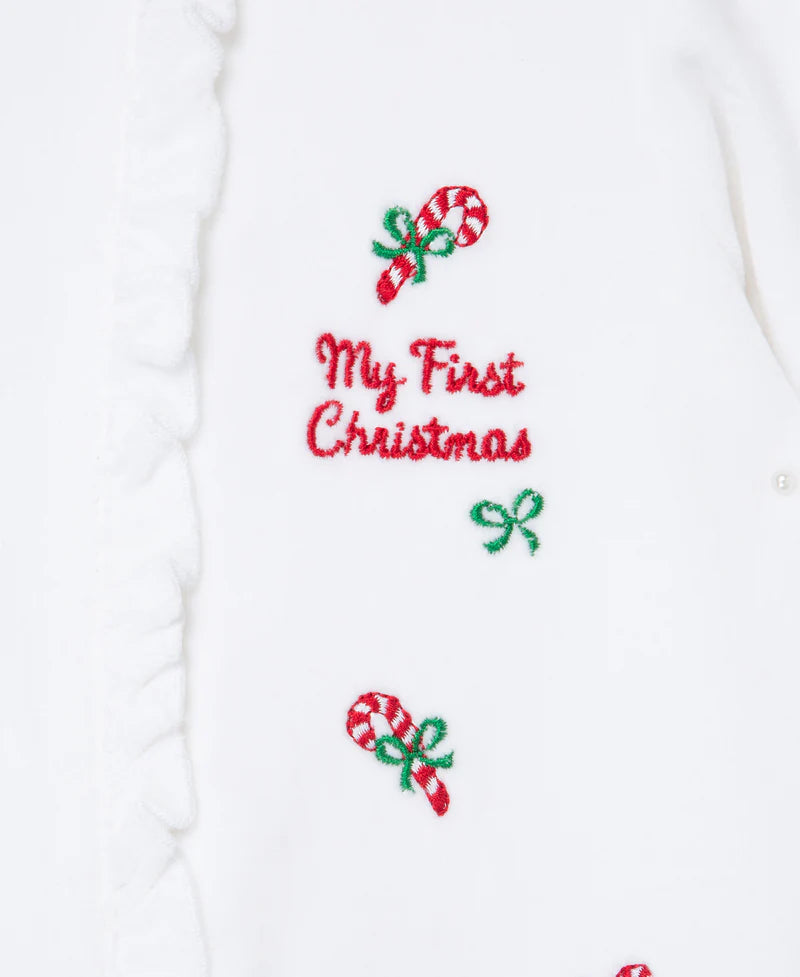 My First Christmas Candy Cane Velour Footie Sleep/Play A Touch of Magnolia Boutique