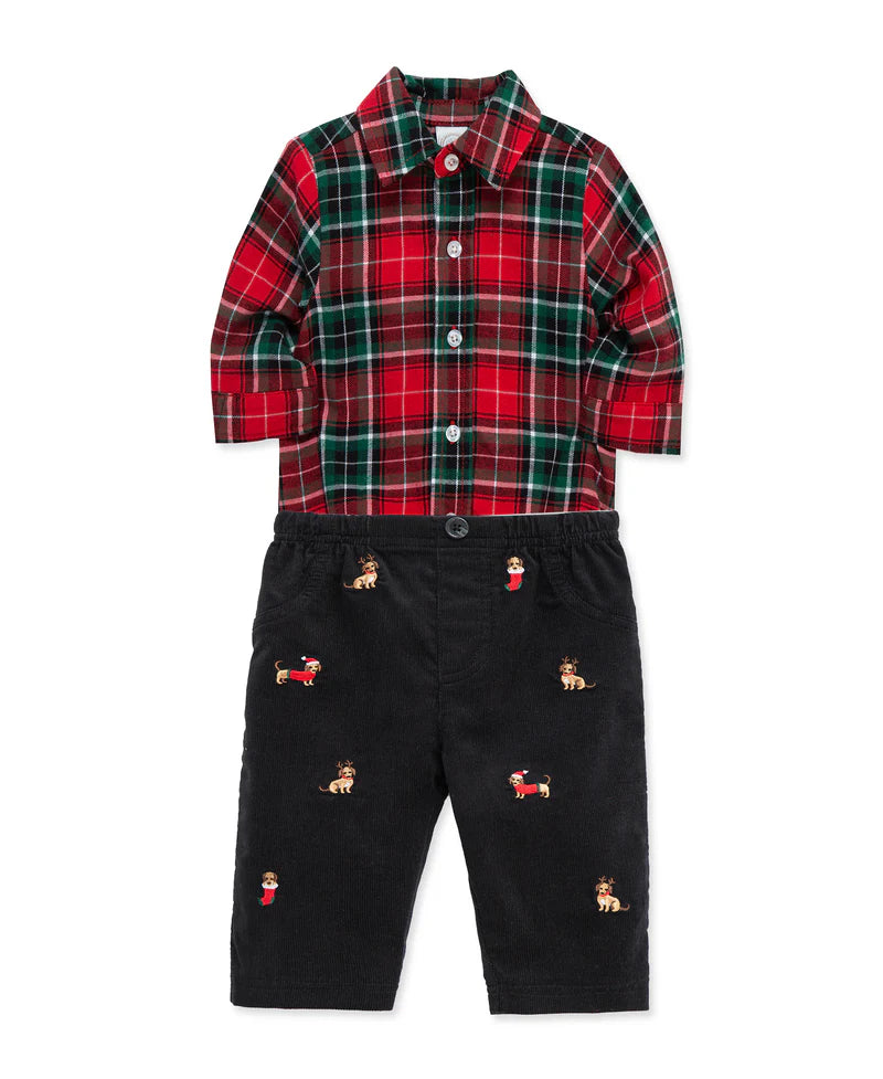 Baby Boy Party Pups Plaid Pant Set A Touch of Magnolia Boutique