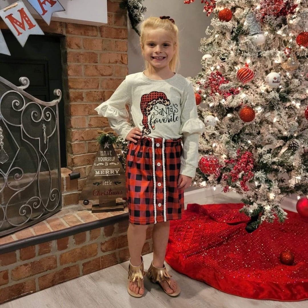 Santa's Favorite Buffalo Plaid Skirt Set  A Touch of Magnolia Boutique   