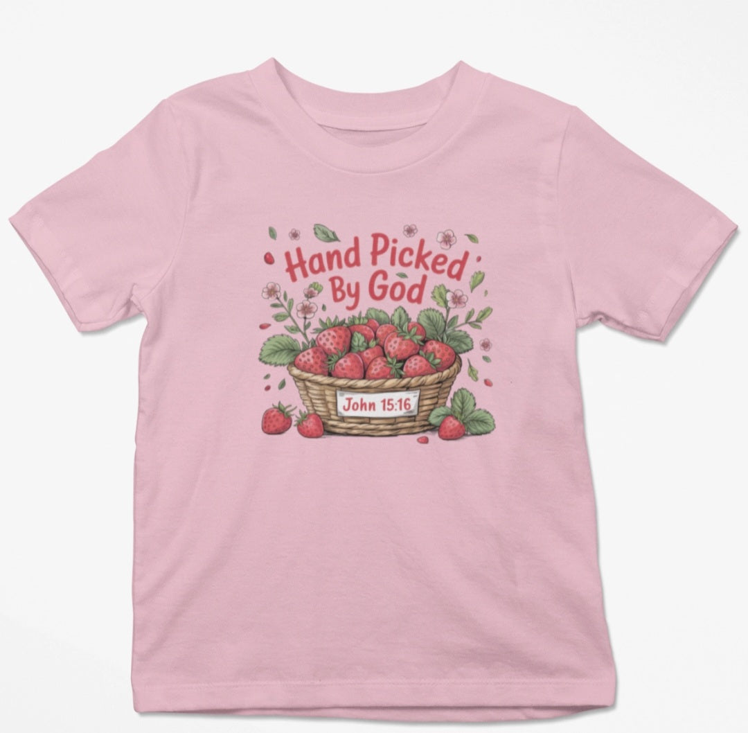 Girls Hand Picked By God Strawberry Tee A Touch of Magnolia Boutique