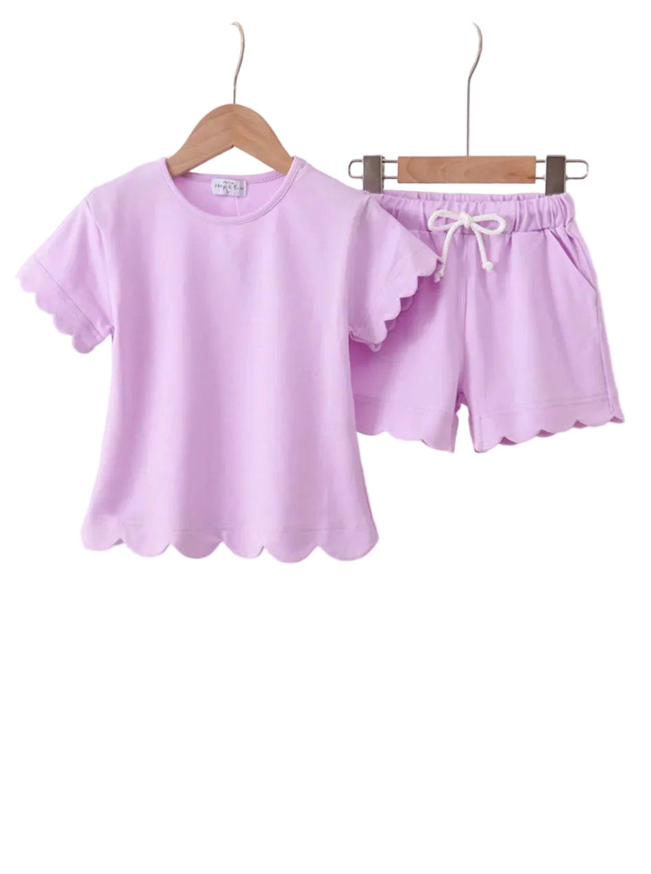 Purple Scallop Hem Shorts Set A Touch of Magnolia Boutique