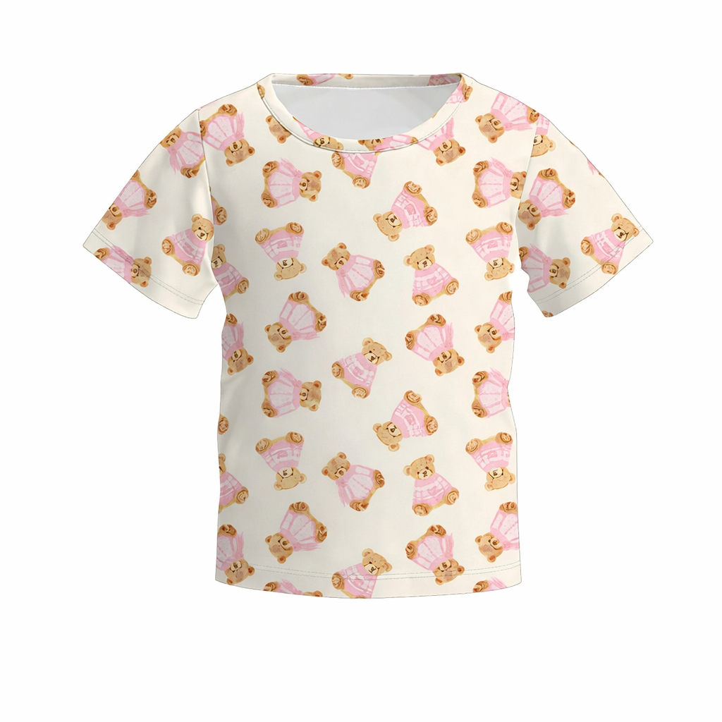 Pink Teddy Bear Short Sleeve Top A Touch of Magnolia Boutique