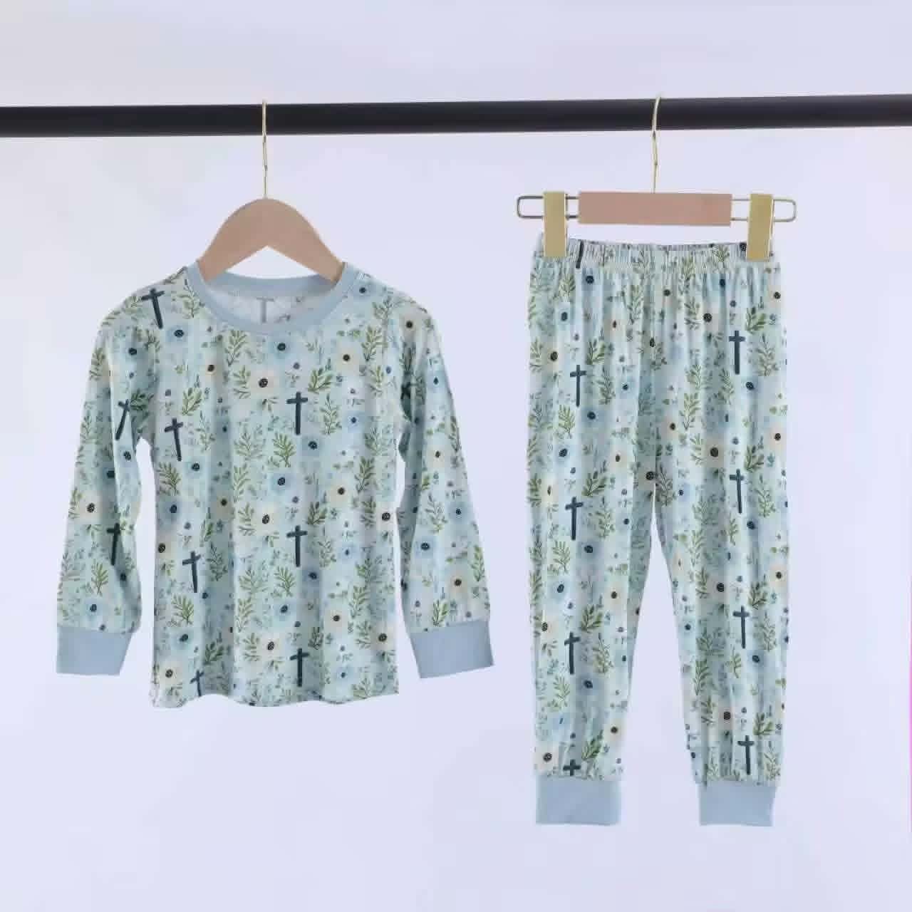 Bamboo Faith & Grace Blue Floral Two-Piece Pajama Set A Touch of Magnolia Boutique
