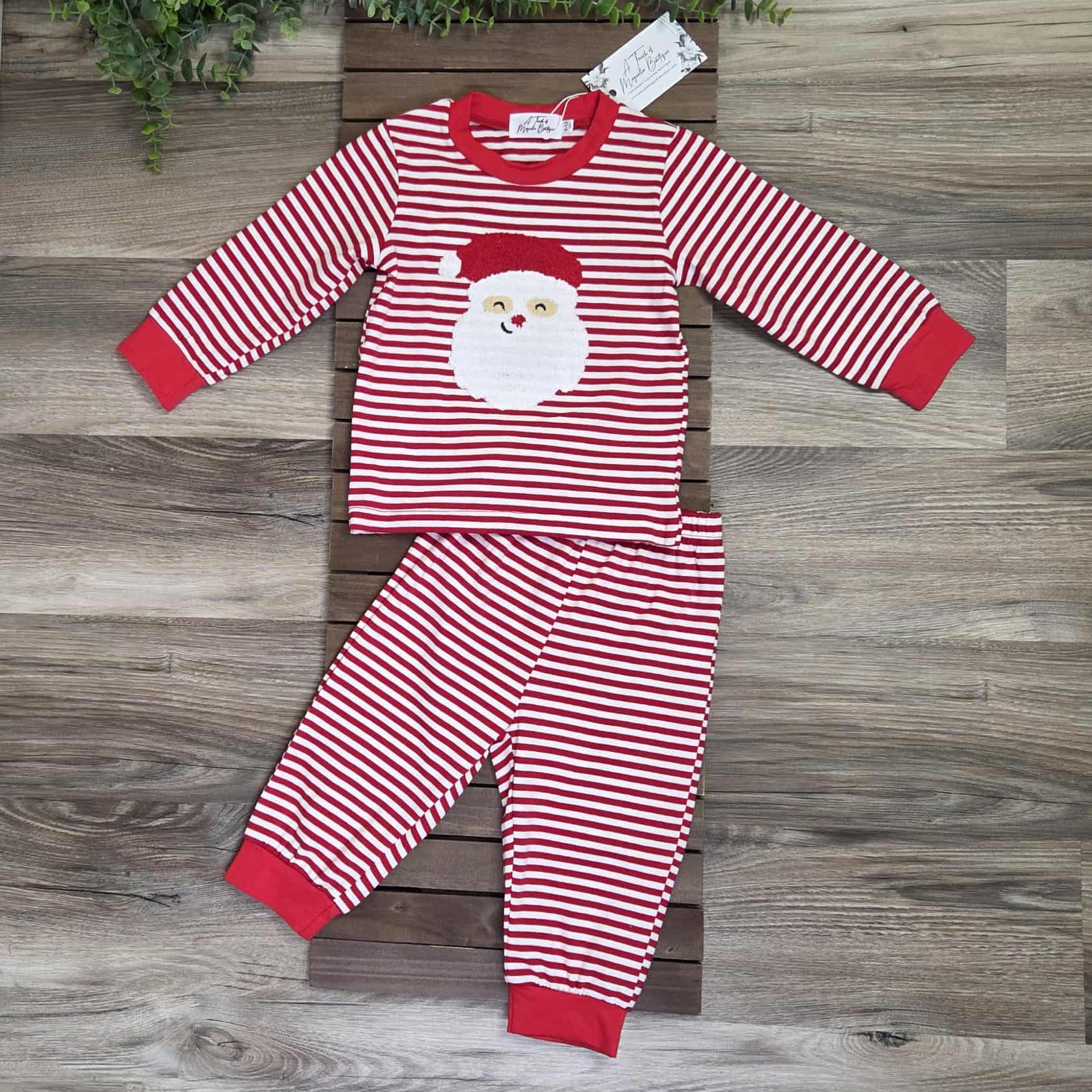 Red and White Striped Santa Jogger Set-Baby & Toddler A Touch of Magnolia Boutique