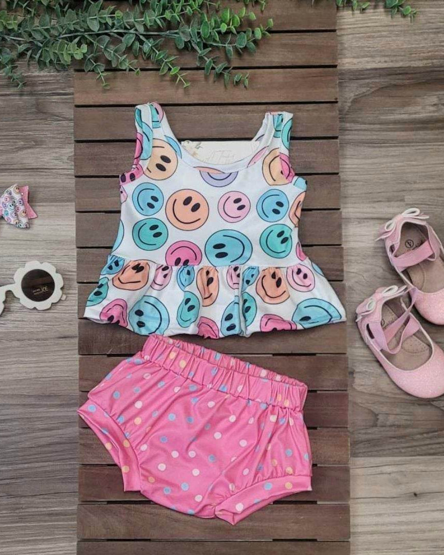 Baby Girl Smiley Tunic Top & Bummies Set  A Touch of Magnolia Boutique   