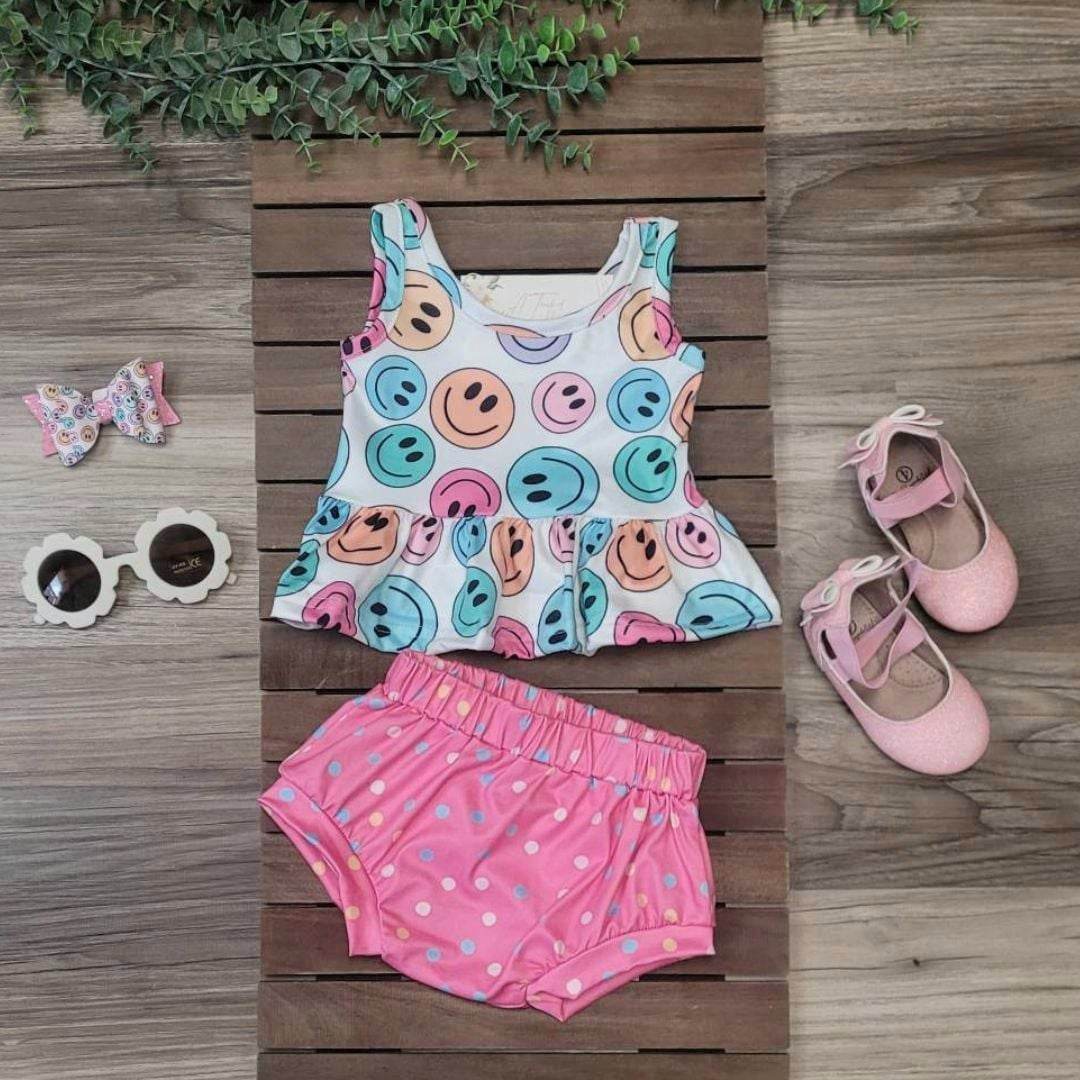 Baby Girl Smiley Tunic Top & Bummies Set  A Touch of Magnolia Boutique   