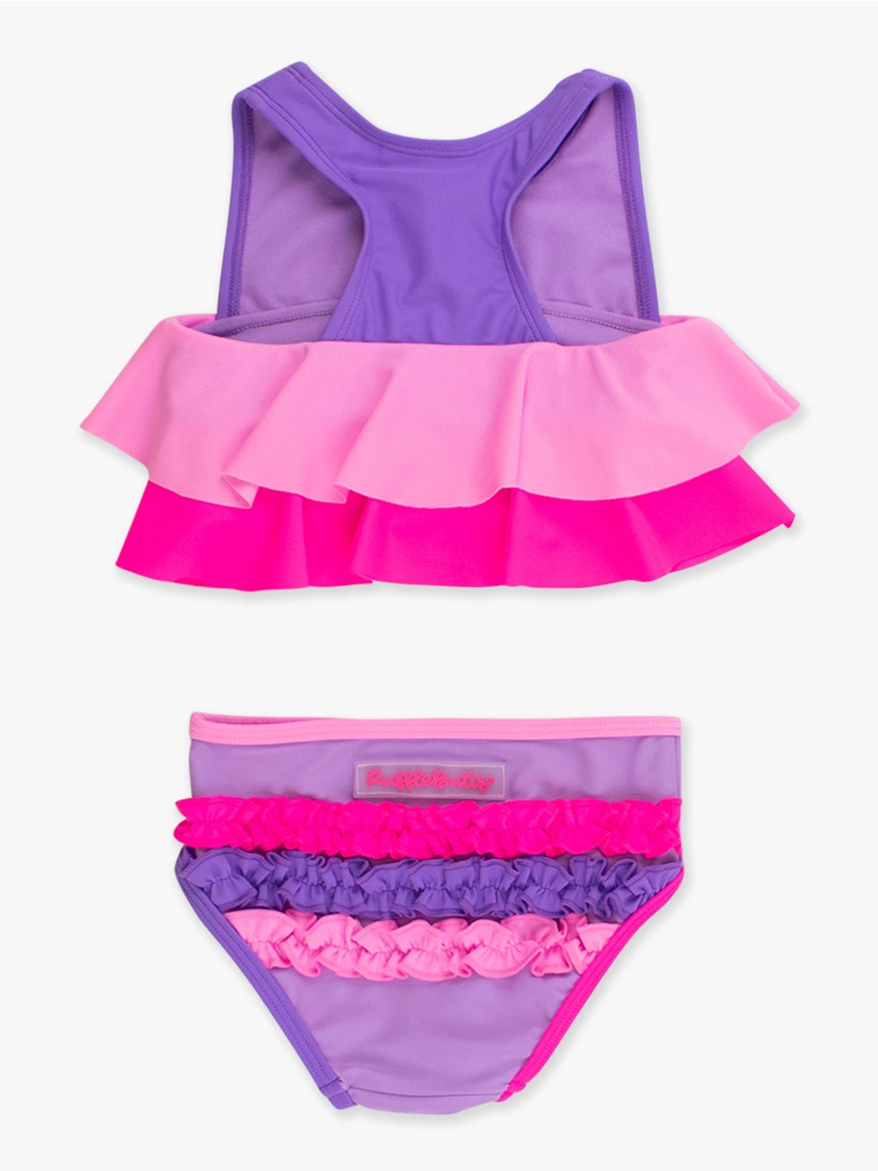 Girls Neon Purple Color Block Flounce Bikini 2-Piece Swimsuit with Signature Rear Ruffles A Touch of Magnolia Boutique