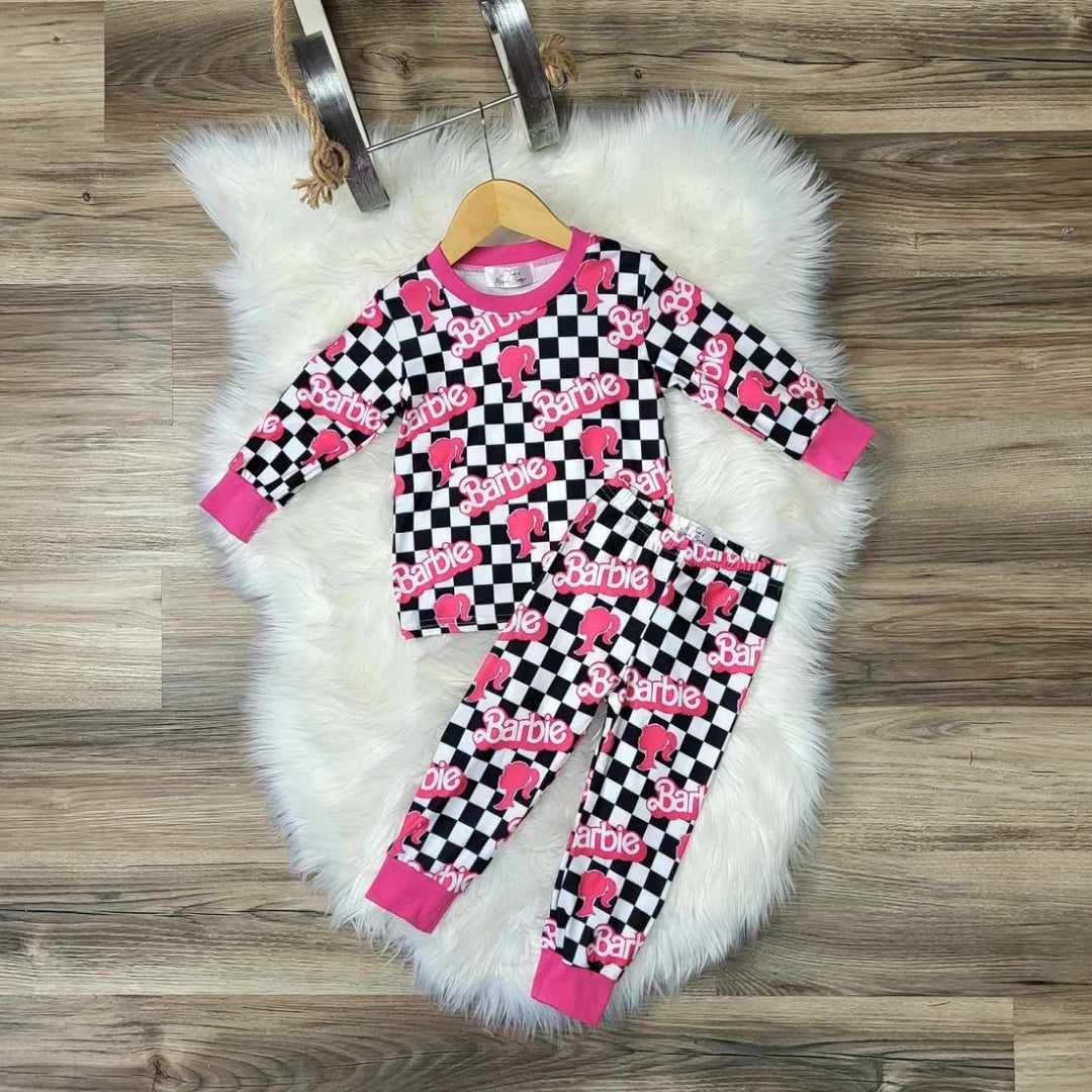 Black and White Checkered Barbie Inspired Pajama Set (sizes 2t, 3t and 6 available)  A Touch of Magnolia Boutique   