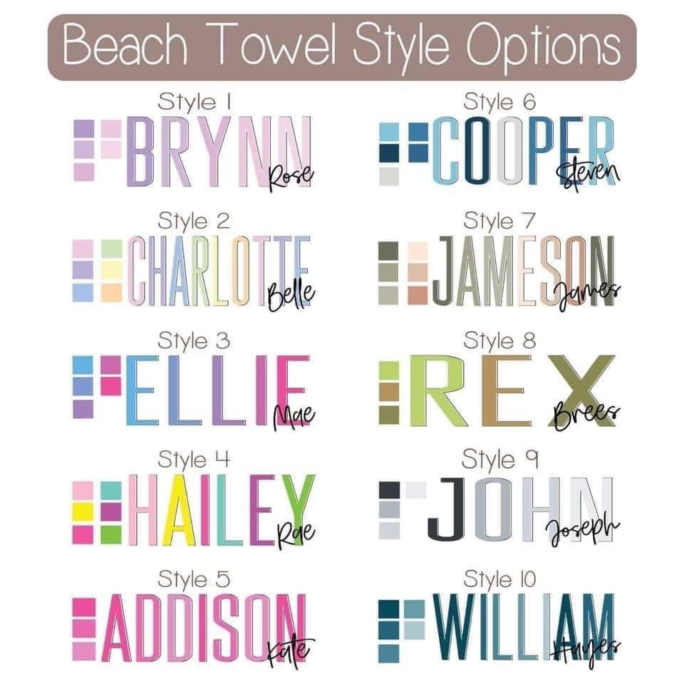 Custom Beach Towel (multiple color and print options)-Pre-Order  A Touch of Magnolia Boutique   