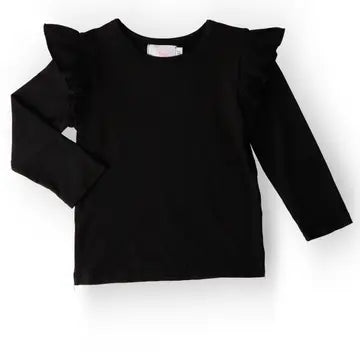 Black Long Sleeve Ruffle Top A Touch of Magnolia Boutique