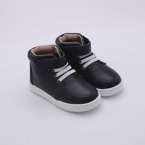 Jax Leather High Top Shoes-Black