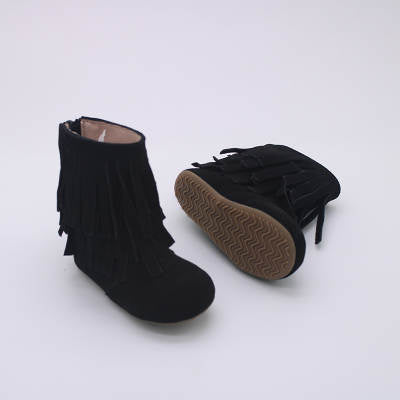 Brynlee Fringe Suede Boots-Black  A Touch of Magnolia Boutique   