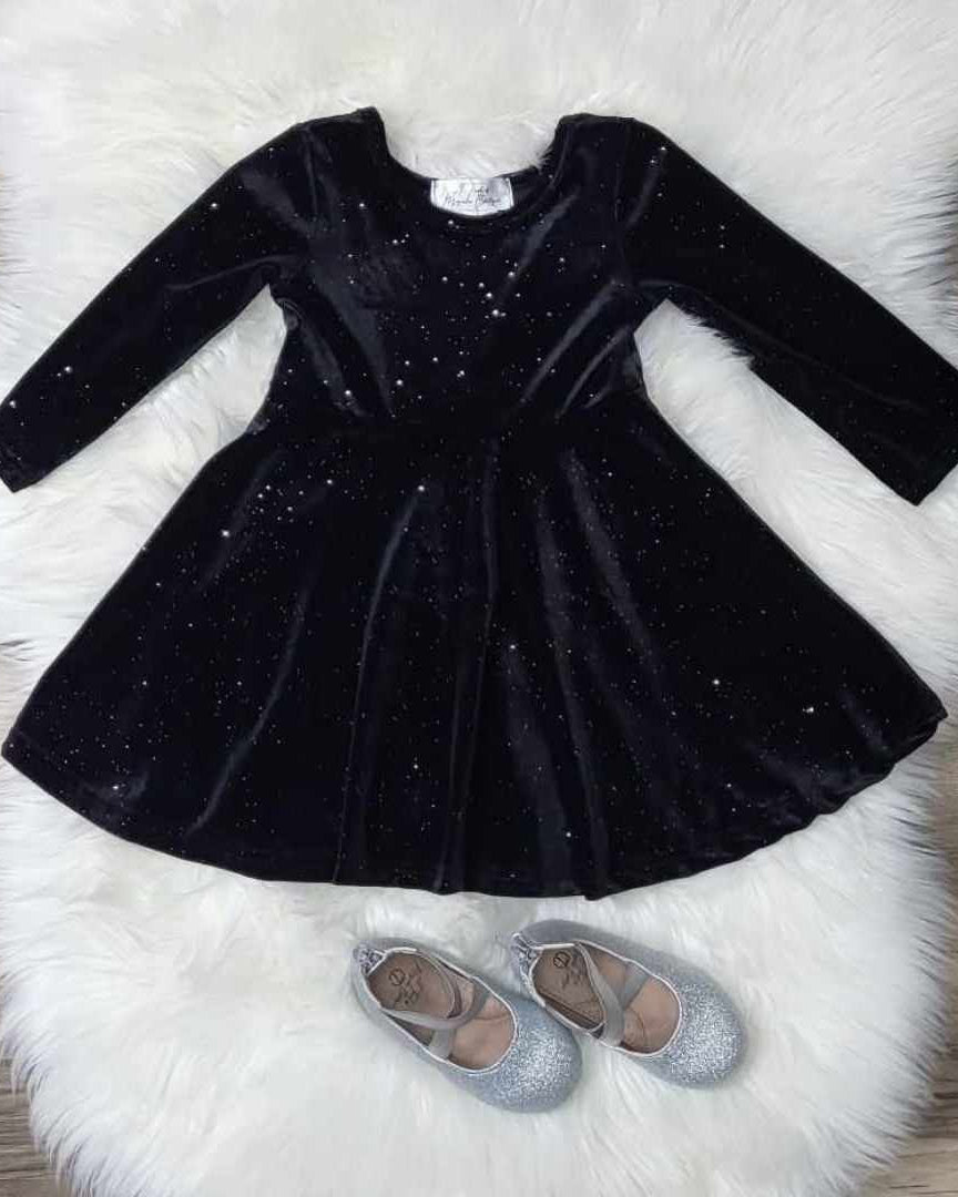 Black Velvet Dress with Silver Sparkle  A Touch of Magnolia Boutique   