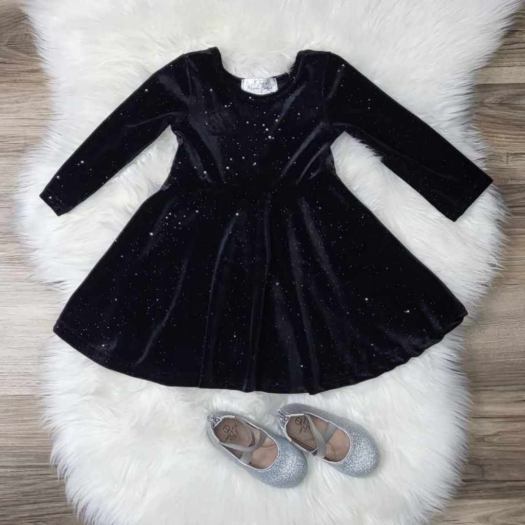 Black Velvet Dress with Silver Sparkle  A Touch of Magnolia Boutique   