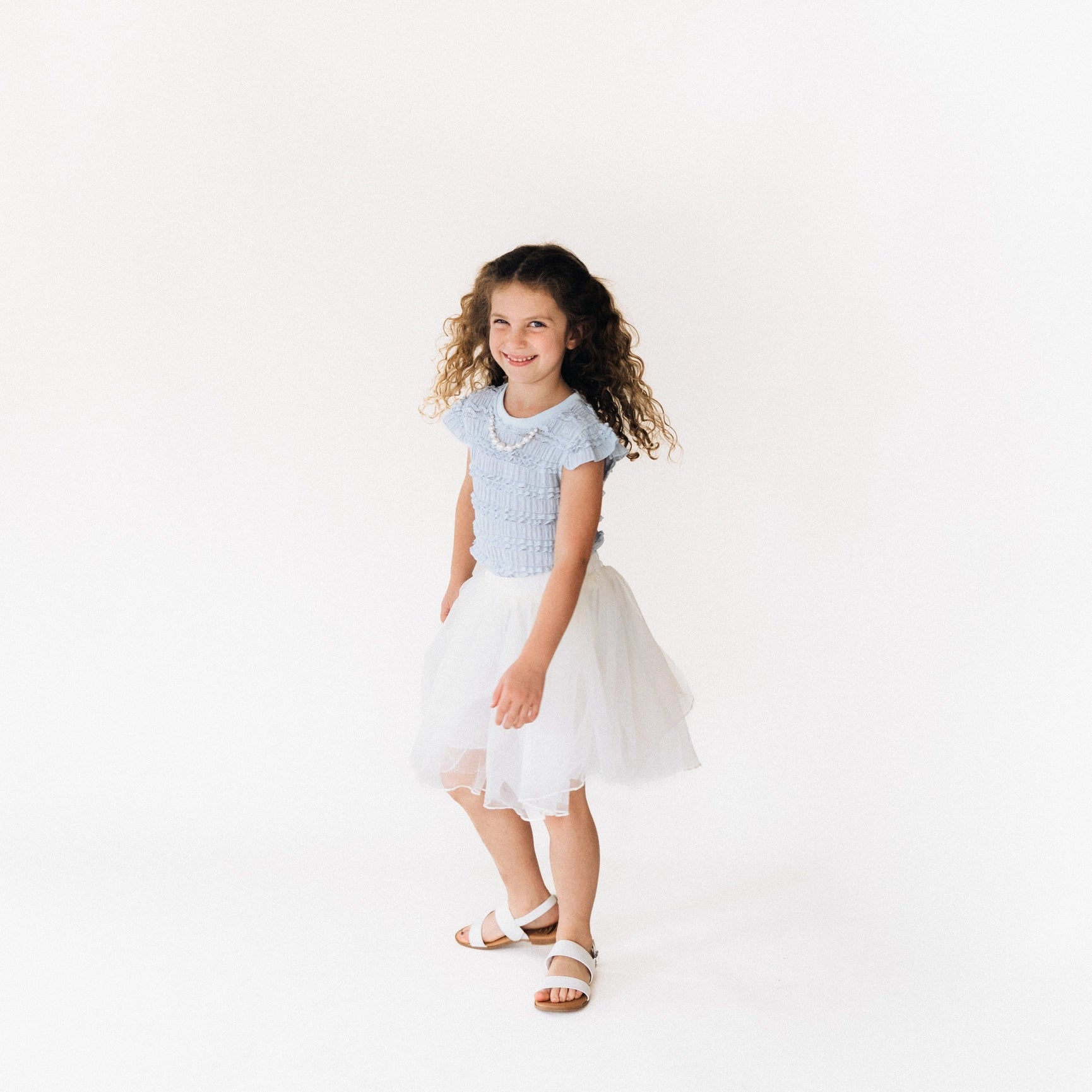 Blue Pearl Ruffle Top and Tulle Skirt Set A Touch of Magnolia Boutique