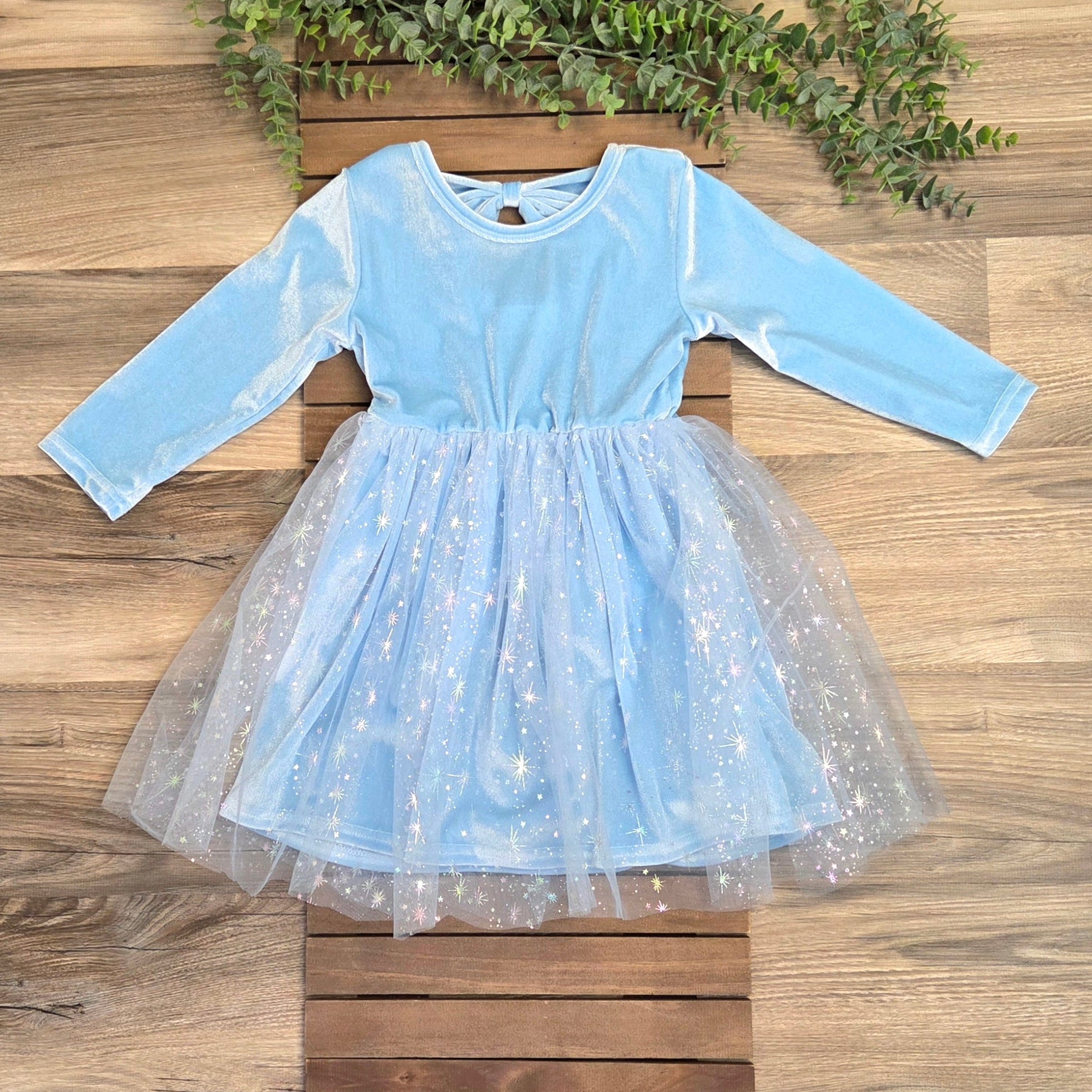 Blue Velvet Sparkle Tulle Bow-Back Dress A Touch of Magnolia Boutique