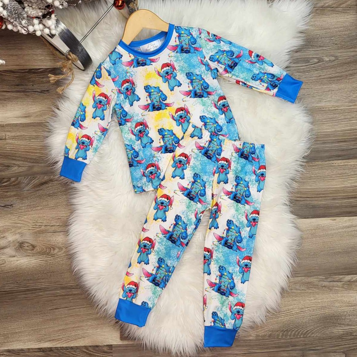 Holiday Themed Blue Alien Pajama Set  A Touch of Magnolia Boutique   